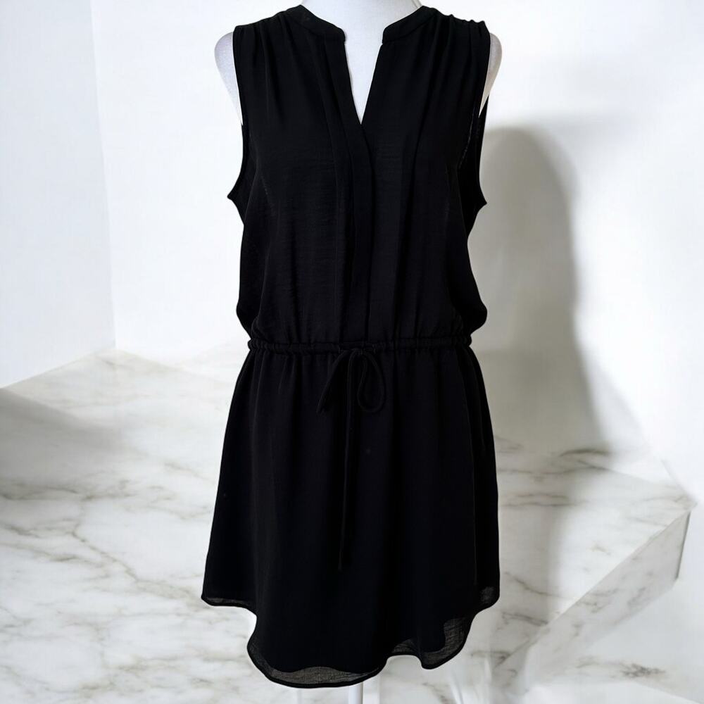 Gap Women’s Black Sleeveless V-Neck Drawstring Waist Dress Size L